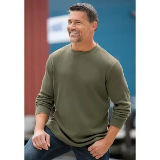 KingSize Tall Waffle-Knit Thermal Crewneck Tee Tall image {2}