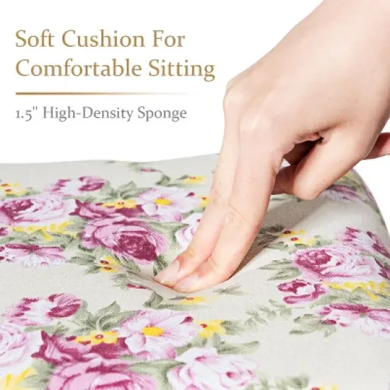 Costway Vanity Wood Dressing Stool Padded Chair Makeup Cushion White Backless image {3}