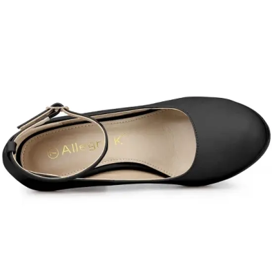Allegra K Women's Round Toe Stiletto Heel Ankle Strap Pumps image {3}