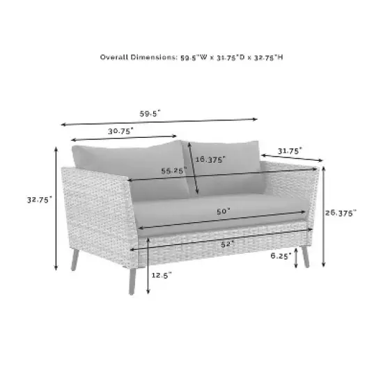 2pc Richland Outdoor Patio Loveseat and Coffee Table Set - Gray - Crosley image {13}