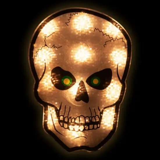 Northlight Lighted Holographic Halloween Skull Window Silhouette - 12" - Clear Lights image {1}