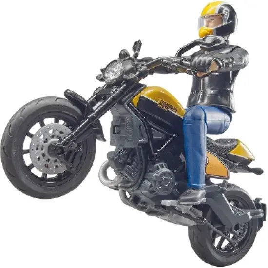 Bruder Scrambler Ducati Full Throttle Motorcycle with Driver Figure image {3}