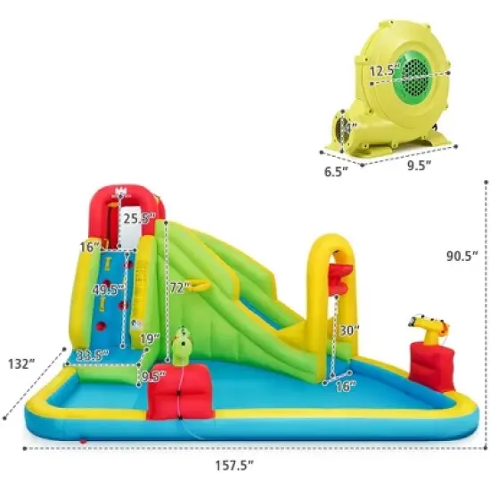 Costway Inflatable Water Slide Kids Bounce House w/480w Blower image {7}
