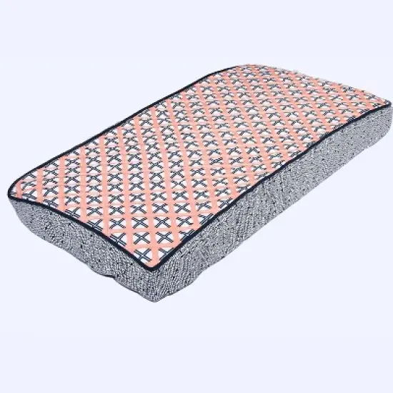 Bacati - Olivia Printed Dot/Cross Coral/Navy Quilted Changing Pad Cover image {7}