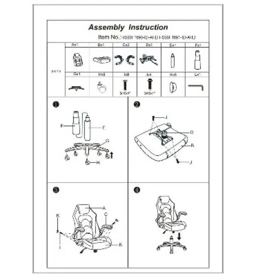 TiramisuBest Black and White Modern Office & Gaming Chair, Adjustable Height, Armrest Cushions, 5-Wheel Base, 1pc image {8}