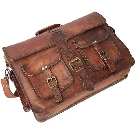 Leather Messenger Bag for Men, 18 Inch Laptop Crossbody, Handmade Leather Shoulder Satchel Bag image {6}