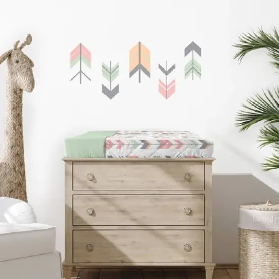 Sweet Jojo Designs Changing Pad Cover - Mod Arrow - Coral/Mint image {1}