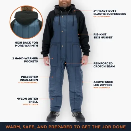 RefrigiWear Men's Cooler Wear Fiberfill Insulated Bib Overalls image {2}