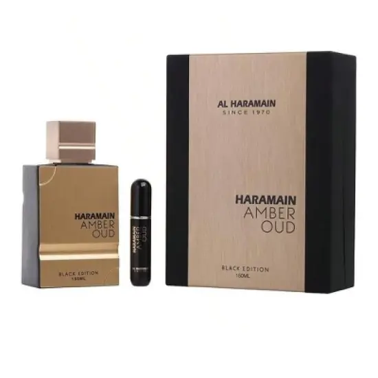 Al Haramain Guaiac Wood, Cedar, Resin Unisex Eau De Parfum Spray 5 Oz (Black Edition) + Refillable Travel Spray (Empty) 2018  5 Oz Fragrance image {1}