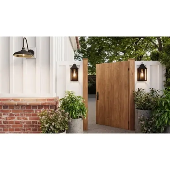 John Timberland Sunderland Vintage Outdoor Wall Light Fixture Black Warm Gold 18 1/2" Clear Glass Panels for Post Exterior Barn Deck House Porch Yard image {7}