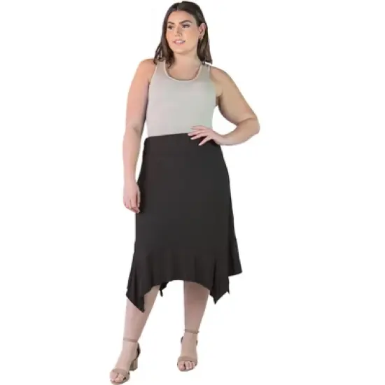 Plus Size Knee-Length Elastic Waistband And A Handkerchief Hemline Skirt image {5}