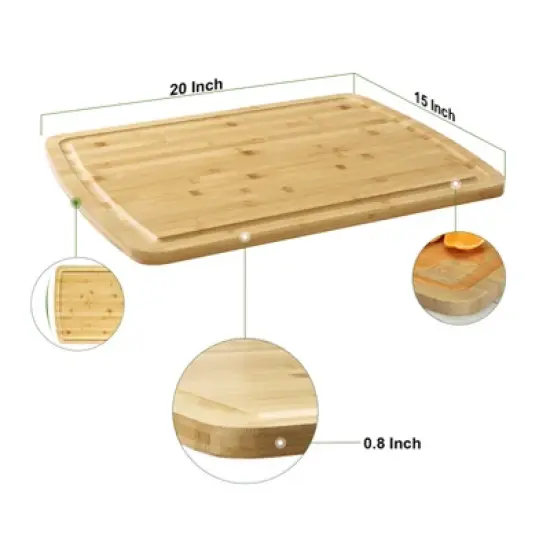 Large Bamboo Cutting Board with Juice Groove, Heat-Resistant Chopping Board, Durable Lightweight Kitchen Essential image {1}