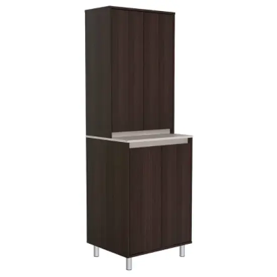 4 Door Breakroom Cabinet Espresso/Amber Gray - Inval image {5}