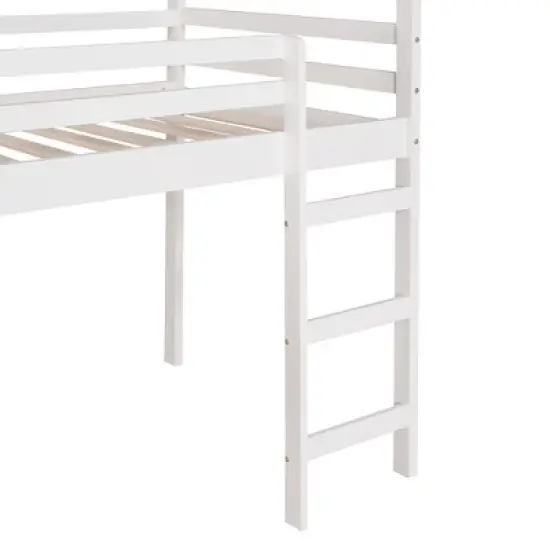 Twin Size House Shape Loft Bed with Slides, White - ModernLuxe image {9}