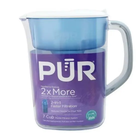 PUR 7 Cup Water Pitcher Filtration System White/Blue PPT700W: BPA-Free, Filters Chlorine & Mercury, 40-Gallon Capacity image {10}