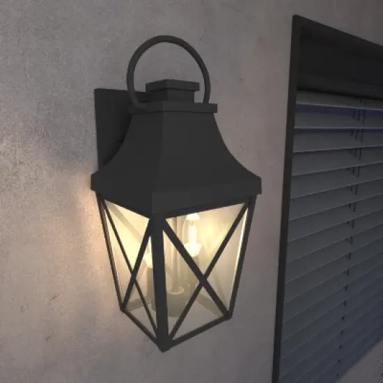 Gulches Outdoor Wall Lights - Matte Black Sconces with Clear Glass for Porch, Balcony, Patio, and Garage (Single & 2 Pack Options) image {7}