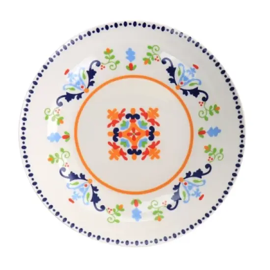 Gibson Home Tijuana 5 Piece Fine Cermic Pasta Bowl Set in White and Multi image {6}