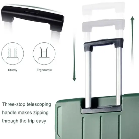 FURNIinspire Luggage 24 Inch Hardshell Suitcase, Checked Luggage, Lightweight Suitcases with Wheels for Travel, Business, Green, 10.2"*15.9"*25.8" image {3}