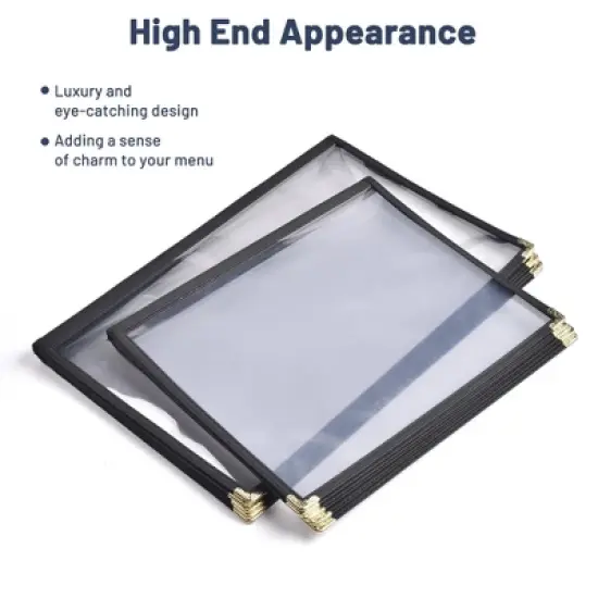WeChef 30 Pack Menu Covers 8.5 x 11" Book Style Menu Holders 5 Pages 10 Views Restaurant Bar Black image {4}