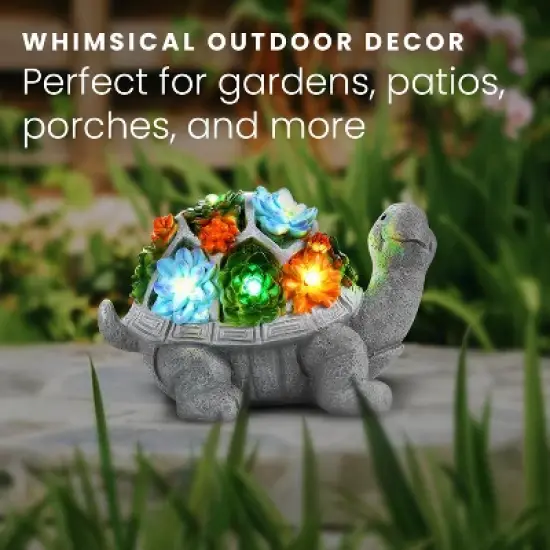 HOM Solar Turtle Statue - Solar Powered Turtle for Garden Decor with LED - Waterproof Solar Lights Outdoor for Patio, Yard, Porch image {8}