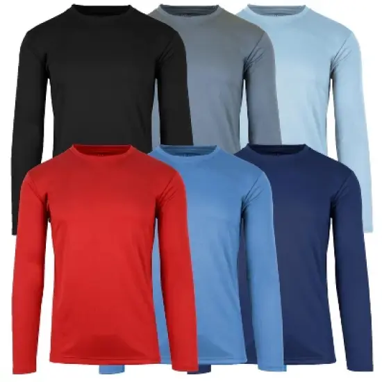 Galaxy By Harvic Men's Long Sleeve Moisture-Wicking Performance Crew Neck Tee image {1}