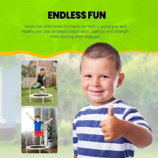 HomeStock 36 inch Indoor and Outdoor Toddler Trampoline with bungie cords, Powder Coated Rust Resistant, Perfect for Young Children image {8}