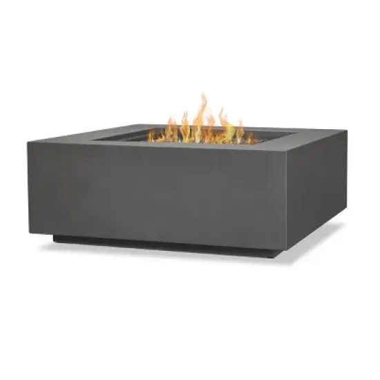 Aegean Square Fire Table with NG Conversion Weather Slate - Real Flame: Steel Lid, Lava Rock, Protective Cover image {9}