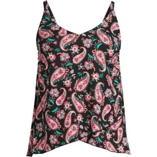 Lands' End Women's Chlorine Resistant V-Neck Tulip Hem Tankini Swimsuit Top with Adjustable Straps image {8}