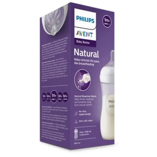 Philips Avent Natural Baby Bottle with Natural Response Nipple - Clear - 9oz image {2}