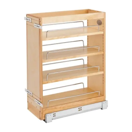Rev-A-Shelf Pull Out Wood Base Kitchen Cabinet Organizer with 3 Adjustable Shelves, Natural Maple Wood image {7}