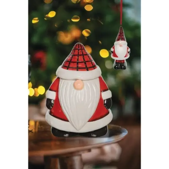 Gallerie II Plaid Gnome Cookie Jar Kitchen Storage Decor image {1}