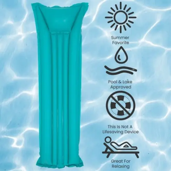 Pool Central Inflatable Swimming Pool Raft Float - 72" - Teal Blue image {3}