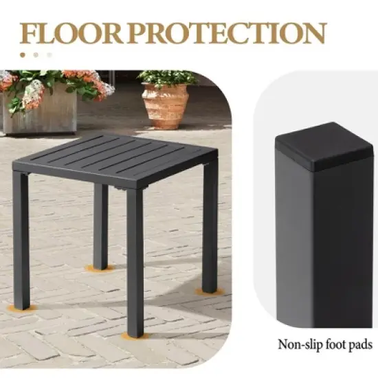 Crestlive Products Aluminum Outdoor Side Table Pool Lounge Chair Side Table Weather Resistant Small Square Coffee End Table image {7}