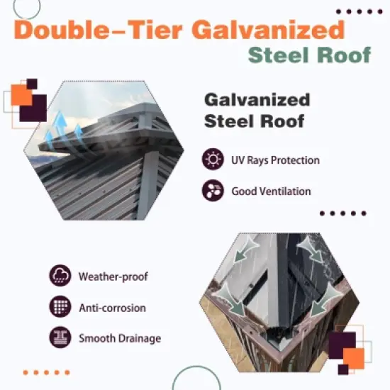 EROMMY Heavy-Duty 20 FT x 12 FT Metal Hardtop Gazebo image {7}