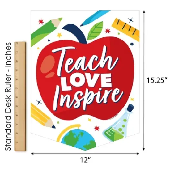 Big Dot of Happiness Teach Love Inspire - Outdoor Home Decorations - Double-Sided Teacher Appreciation Garden Flag - 12 x 15.25 inches image {4}