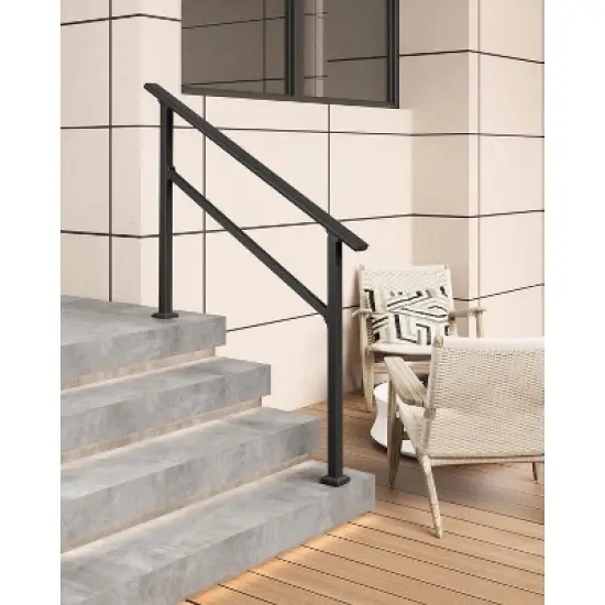 Metal Handrails for Outdoor Steps, Heavy-Duty Stair Railing for 1 to 5 Steps, Handrailing for Enhanced Safety & Stability image {8}
