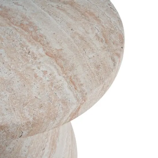 Christopher Knight Home Genesis Outdoor Hourglass Shape Travertine Lightweight Concrete Side Table image {6}