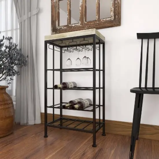 Industrial Metal Rectangle Wine Rack Black - Olivia & May image {12}