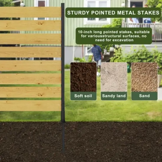 Gulches Wood Privacy Screen, Outdoor Privacy Walls, Privacy Wood Fence for Pool Equipment Enclosure, Trash Can Enclosures, Air Conditioner Fence image {4}