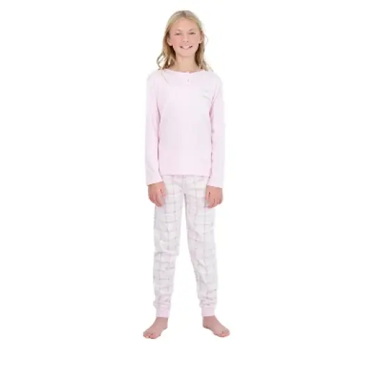 Sleep On It Girls 2-Piece Fleece Pajama Set - Pink Plaid image {1}