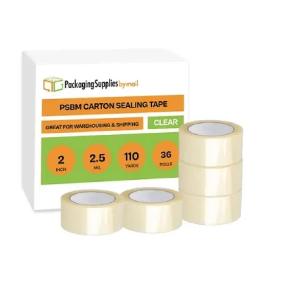 PSBM 36 Rolls 2.5 Mil Clear Carton Sealing Packaging Tape, 1.88" x 110 Yards (330 Ft.) image {10}