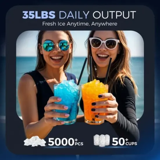 Simzlife 35 Lbs. Countertop Nugget Ice Maker, Stainless Steel Portable Ice Maker Machine with Self-Cleaning Function, Silver image {2}