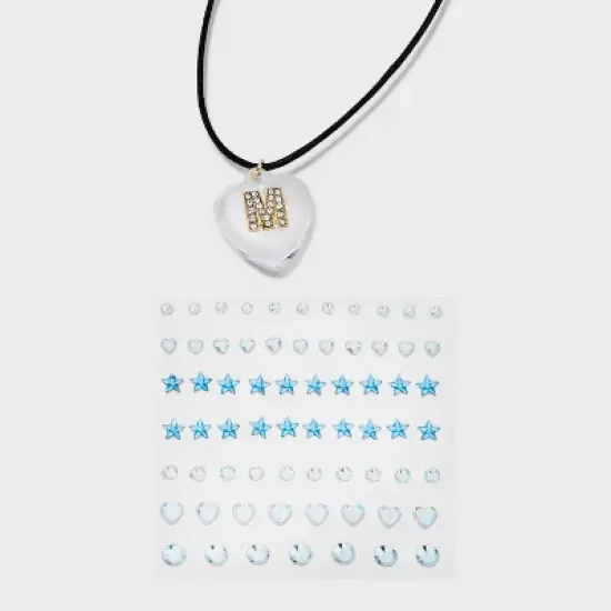 Acrylic Heart with Face Gems Pendant Necklace - Wild Fable&trade; Clear/Black image {16}