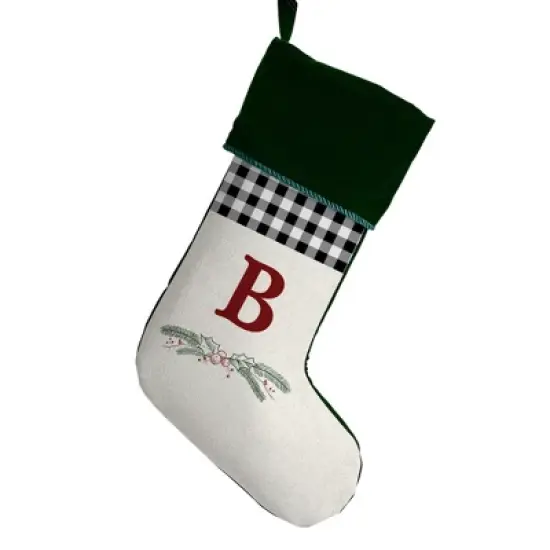 Personalization Mall Festive Foliage Initial Christmas Stocking, Green image {3}