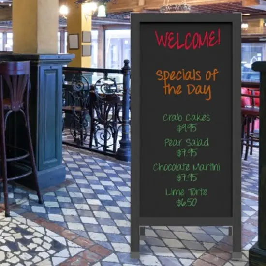 Excello Global Products Extra Large Sandwich Board Chalkboard Sign: 59"x27" Double Sided, Standing Sign A-Frame (Black) image {4}