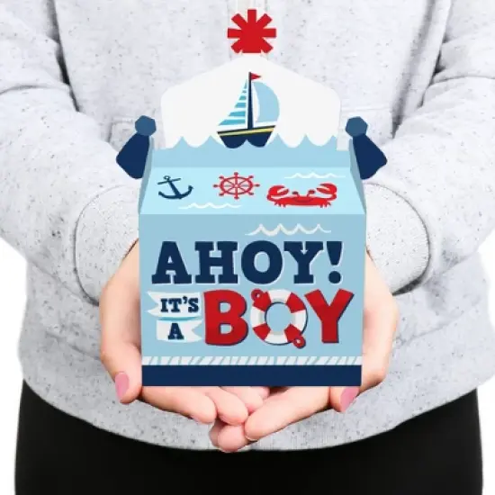 Big Dot of Happiness Ahoy It's a Boy - Treat Box Party Favors - Nautical Baby Shower Goodie Gable Boxes - Set of 12 image {6}
