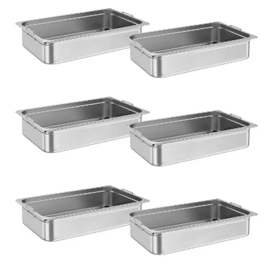 CuisinSmart 6 Pack Steam Table Pan, Stainless Steel Catering Pans, Commercial Anti-Jamming Hotel Pan with Handle, 2.5/4/6 Inch Deep image {8}