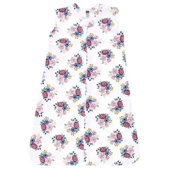 Hudson Baby Infant Girl Cotton Sleeveless Wearable Sleeping Bag, Sack, Blanket, Blush Navy Floral image {2}
