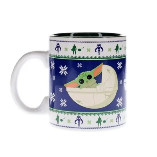 Silver Buffalo Star Wars: The Mandalorian Grogu Christmas Sweater Ceramic Mug | Holds 20 Ounces image {2}