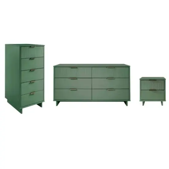 Manhattan Comfort 3pc Granville Chest with Double Dresser and Nightstand Bedroom Set image {32}